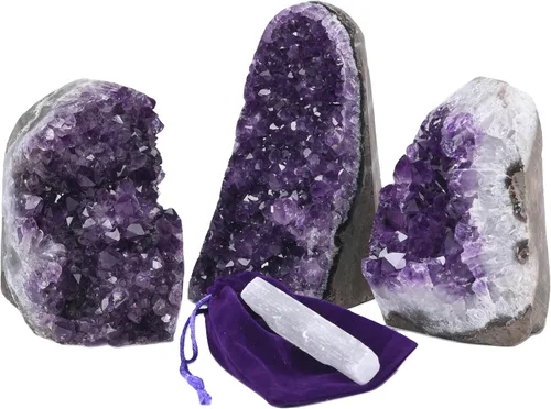 Vista 7 de Geoda Extreme Rocks & Fossils de amatistas de calidad superior Deep Purple Amethyst Cluster, Each Piece is Unique & Natural, Real Raw Healing