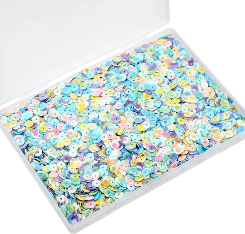 Vista 6 de Dingion 40000 piezas de lentejuelas a granel para manualidades navideñas de 6 mm, lentejuelas sueltas DIY para hacer joyas y manualidades con caja