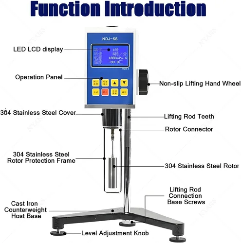 Vista 4 de Digital Rotary Viscometer for Accurate Viscosity Measurement, LCD Display with 4 Rotors, for Testing Paints, Adhesives, Cosmetics, and Greases NDJ-5S