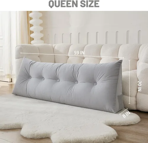 Vista 3 de Zelladorra Almohada de cabecera para cama, almohada triangular de cuña para colocar el cabecero mientras lees y descansas, cojín con funda lavable