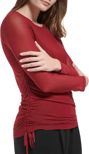 Vista 5 de Calvin Klein Blusa de manga larga elástica con laterales fruncidos para mujer
