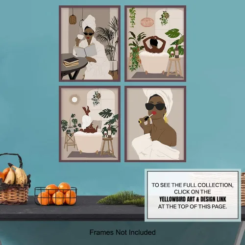 Vista 7 de Black Culture - Accesorios de baño grandes de 11 x 14 pulgadas, arte de pared de mujeres afroamericanas negras, decoración de pared afro, obra