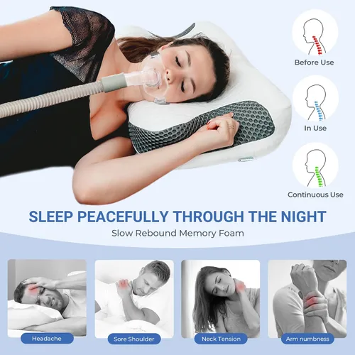 Vista 9 de Almohada CPAP Elviros HSA/FSA para dormir de lado y boca abajo