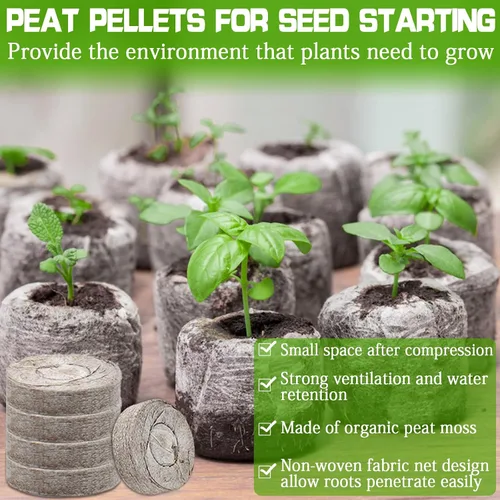 Vista 3 de ZeeDix 55 cápsulas de iniciación de semillas de 1.181 in, pellets de turba comprimida, tierra de inicio de semillas para inicio de semillas, cultivo