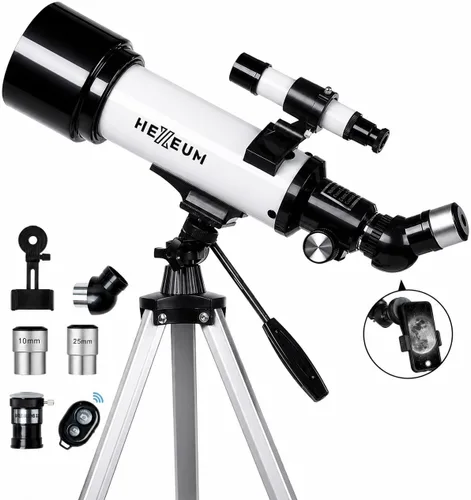 Vista 8 de Telescopio 70mm Apertura 500mm - para niños y adultos, telescopios refractores astronómicos de montaje AZ con óptica de revestimiento múltiple