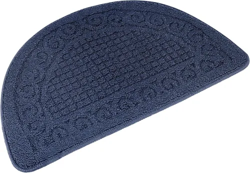 Vista 10 de Echaprey Tapete semicircular antideslizante para cocina, baño, inodoro, felpudo que mantiene tus pisos limpios, decoración del hogar (Pequeño, Azul)