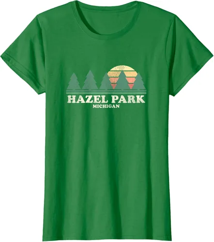 Vista 27 de Hazel Park MI - Camiseta vintage con diseño retro de los años 70, Azul / Patchwork, S