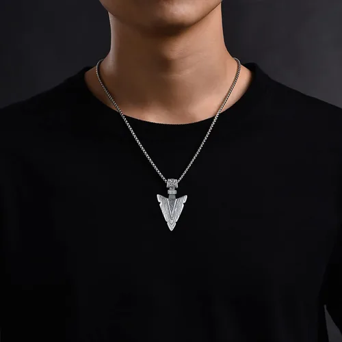 Vista 5 de StoryEtain Viking Arrowhead Necklaces, S925 Sterling Silver Cool Necklaces for Men Punk Hip Hop Viking Jewelry for Friends Brothers Husband Gift
