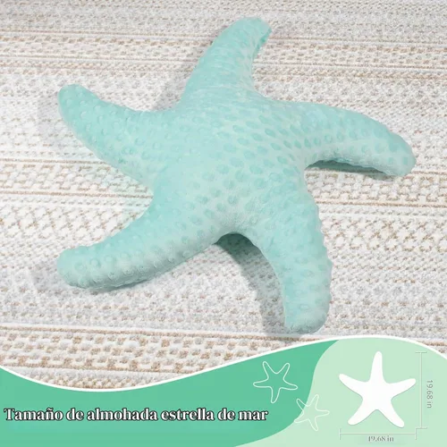 Vista 2 de Almohada de estrella de pescadillo de Marble Empire para sofá y cama, almohada de decoración costera, almohada de acento de tema de playa de océano