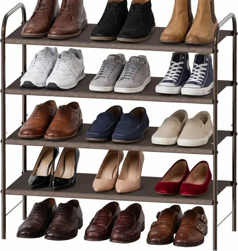 Vista 11 de Simple Houseware - Organizador de almacenamiento de 2 niveles, 12 pares, bronce