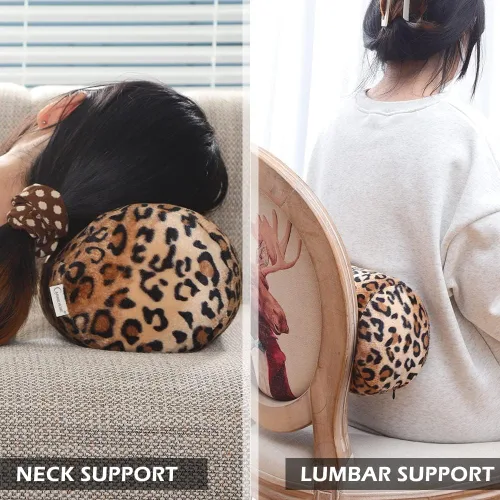 Vista 5 de CARRIE HOME Almohadas de Cuello de Microcuentas con Estampado de Leopardo Cilíndricas Tipo Puff Suaves - Almohada Pequeña de Rollo para Brazo