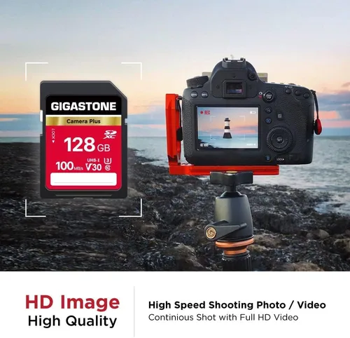 Vista 4 de GIGASTONE Paquete de 2 tarjetas SD de 128 GB, cámara Plus, UHS-I U3 Clase 10, tarjeta de memoria SDXC Full HD para cámara digital Canon, tarjeta SD