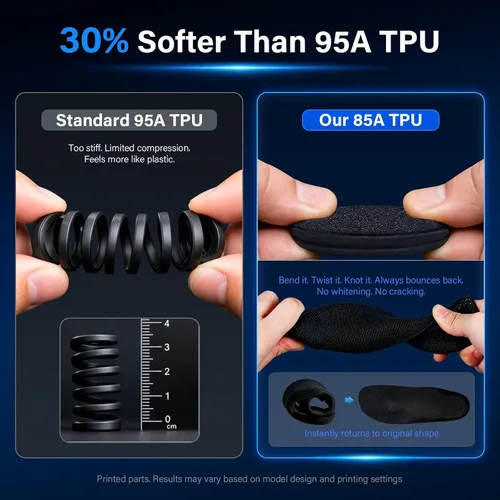 Vista 2 de YOUSU Filamento TPU 85A de 0.07 in, 2.2 lbs, filamento flexible para A1-negro mate 85a