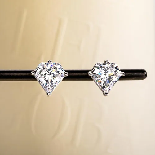 Vista 6 de 3cttw-6cttw Cubic Zirconia Stud Earrings 5A Grade CZ Diamond Shaped Earrings for Women Men
