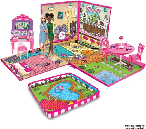 Vista 9 de Caja ZipBin con cierres para guardar hasta 40 Barbies; se puede utilizar como casa de muñecas, caja de guardado y alfombra para jugar