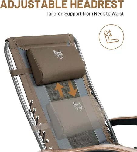 Vista 8 de Timber Ridge Oversized Zero Gravity Chair, Padded Reclining Lounge Chair with Adjustable Headrest & Cup Holder, Heavy Duty Support 350 lbs, Foldable