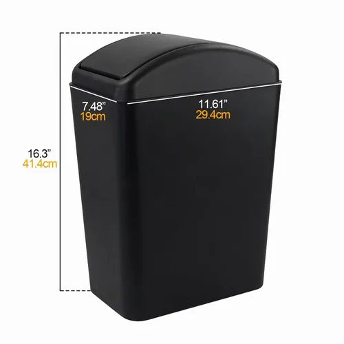 Vista 3 de Cubo de basura de plástico con tapa abatible de 4.5 galones, bote