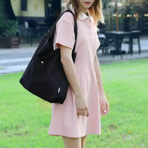 Vista 6 de Bolso de lona para mujer, ligero, para el trabajo, la escuela, con asa superior