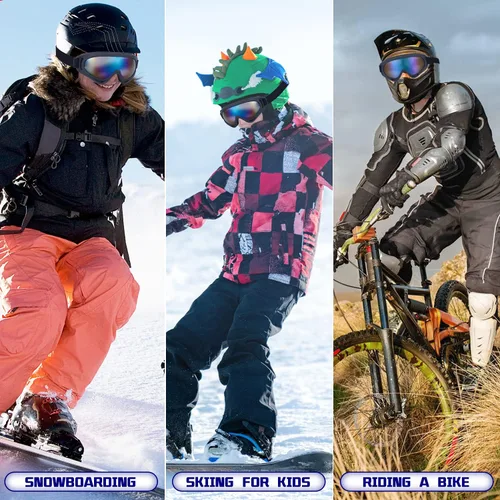 Vista 7 de Dizywiee Paquete de 2 gafas de esquí para niños, gafas de snowboard para adultos, jóvenes, adolescentes, niños y niñas, gafas de deportes de nieve