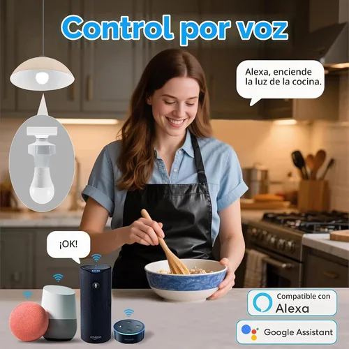 Vista 5 de Adaptador de enchufe de luz, control remoto de protocolo Zigbee,Adaptador de bombilla E26/E27, control remoto de aplicación, adaptador de corriente