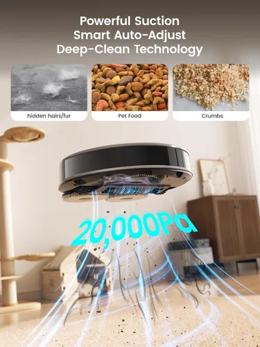 Vista 4 de Lefant LiDAR Robot aspiradora y trapeador, succión de 20000 Pa, 90 días de autovaciado, prevención de obstáculos, lavado y secado automático