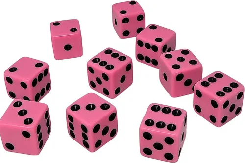 Vista 4 de 10 dados de juego de 0.630 in (negro con puntas rojas)