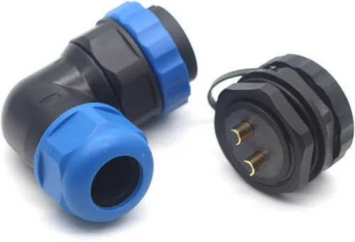 Vista 5 de SD28 2Pin ~ 26Pin con bridas codo conector de cable de aviación, conector de alimentación industrial IP67 (2 pines)
