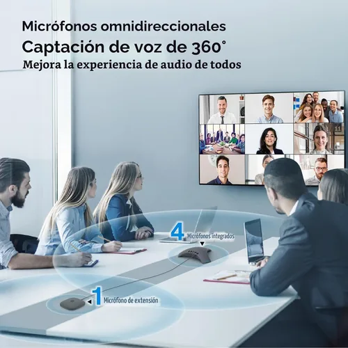 Vista 2 de Altavoz de conferencia y micrófono - Altavoz Bluetooth con cadena de margarita, cancelación de ruido AI, mejora de voz, soporte inalámbrico dong