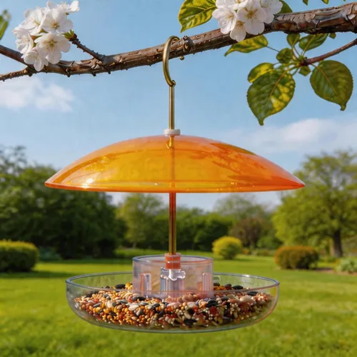 Vista 5 de 8" Mini Cubierta contra la Lluvia para Alimentador/Casa de Aves - Naranja Amarillo Pequeña Protección Cúpula Contra Lluvia/Nieve/Sol - Diámetro 20CM
