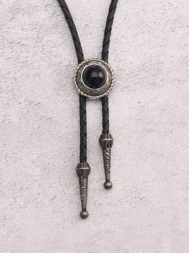 Vista 283 de Jeilwiy Corbata de bolo para hombre, corbata de vaquero occidental, collar de corbata de bolo dorado, corbata de cuero, corbata de Halloween