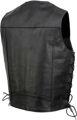 Vista 9 de Event Biker Leather - Chaleco de cuero para hombre "Promo, con encaje lateral