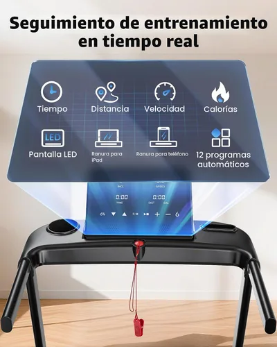 Vista 4 de JAGJOG Cinta de correr plegable con 15% de inclinación automática, 8.8 MPH Negro tinta
