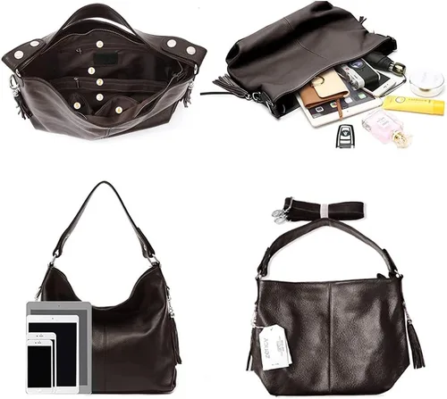 Vista 89 de Moda suave cuero genuino borla mujer bolso señoras hombro mensajero hobo bolso