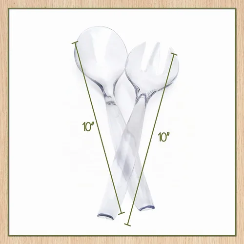 Vista 2 de Plasticpro Utensilios desechables de plástico para servir, juego de 4 cucharas de ensalada y 4 tenedores de ensalada, peso pesado transparente