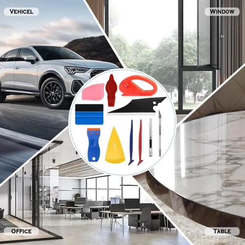 Vista 6 de JIURUN 36 piezas Kit de tinte para ventana de coche, herramienta de envoltura de vinilo, herramientas de espátula para tinte de ventana, kit