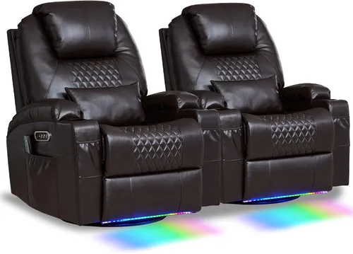 Vista 16 de AHMED Silla reclinable giratoria de doble motor, piel sintética, color Beige