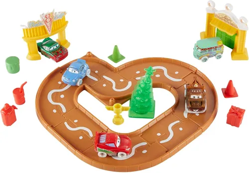 Vista 3 de Disney y Pixar Cars Toys Mini Racers Calendario de Adviento con 5 autos de juguete, piezas de pista y accesorios de mini juguete, 25 sorpresas