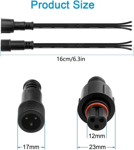 Vista 3 de ALITOVE Conectores Eléctricos Impermeables de 3 Pines Xconnect Pigtail 18AWG 6 pulgadas/15cm Cable de Extensión Compatible con ASIN B0923SDR5T