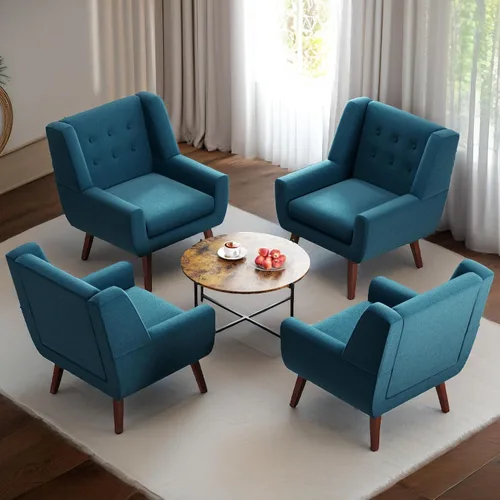 Vista 30 de HUIMO Silla de Acento para Sala de Estar, Sillón Tapizado con Botones Capitoné, Sillas de Sofá de Tela de Lino para Dormitorio, Sala de Estar, Silla