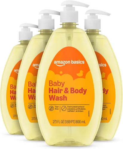 Vista 7 de Amazon Basics Jabón para cabello y cuerpo sin lágrimas para bebé, ligeramente perfumado, 13.6 onzas fluidas, paquete de 1