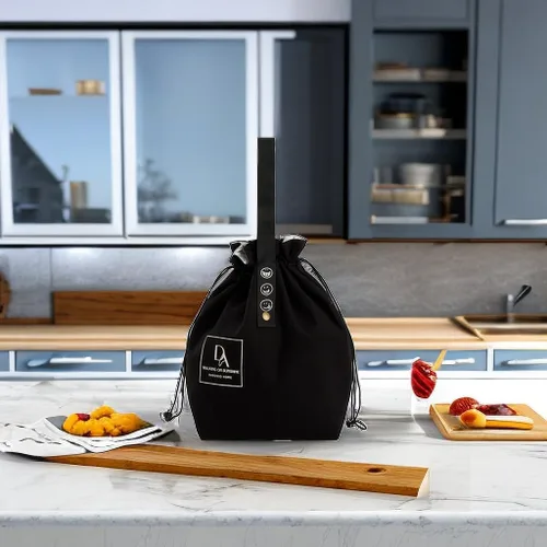 Vista 2 de Bolsa de almuerzo de lona con cordón, con aislamiento, estilo bento, reutilizable y duradera para mujeres Perfecta para la oficina, la escuela