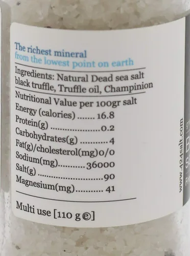 Vista 2 de Sal gourmet de trufa negra del Mar Muerto 3.87 onzas