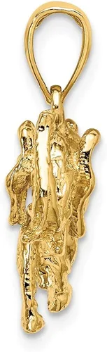 Vista 2 de Colgante de oro amarillo macizo de 14 k con perfil de elefante 3-D, 0.984in x 0.906in