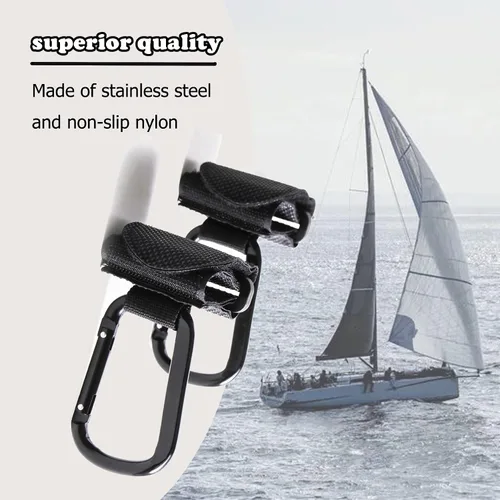 Vista 2 de Boat Rail Bag Hook Adjustable Safety Straps with Convenient Quick Release Buckle,Boat Stainless Steel Carabiner Hooks Clip for Stroller Hook,Hanging