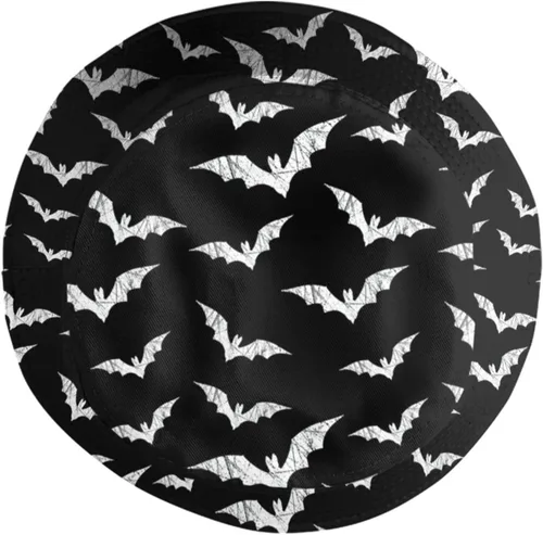 Vista 4 de Sombrero gótico gótico de pescador, sombrero de pescador, calavera de terror, murciélagos, sombreros de pescador, sombrero de sol para pesca