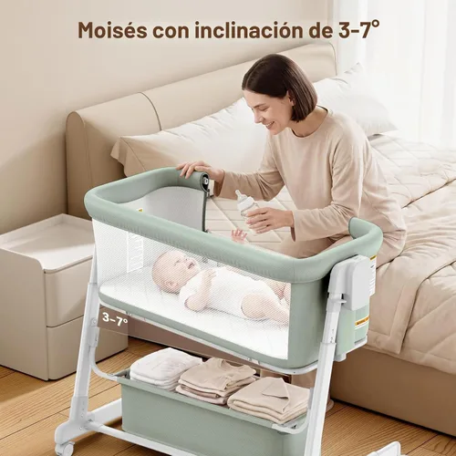 Vista 7 de NeoBorn Cuna de bebé 4 en 1, moisés mecedor, color verde