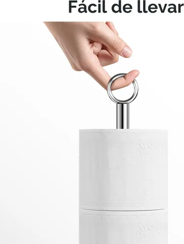 Vista 5 de Soporte para papel higiénico (con función de reserva), soporte de almacenamiento de rollos de repuesto independiente, acero inoxidable