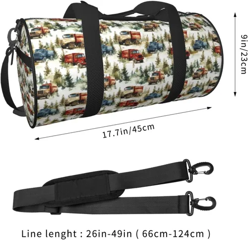 Vista 2 de Large Duffle Bag for Travel - Forest Retro Truck Print Gym Bag for Women Men, Travel Foldable Bags for Women Men with Zippered Multiple Pockets
