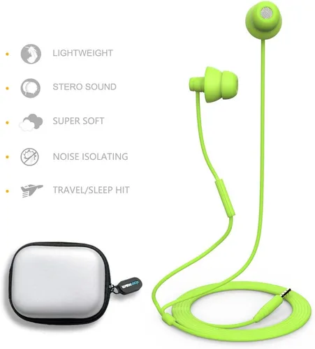 Vista 3 de MAXROCK MINi5 - Auriculares con micrófono con cable para teléfono móvil con conector de 0.138 in, color verde
