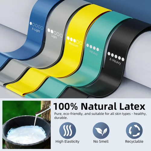 Vista 3 de Bandas de ejercicio de resistencia para fitness en casa, yoga, pilates, estiramiento, entrenamiento de fuerza y terapia física, juego de bandas